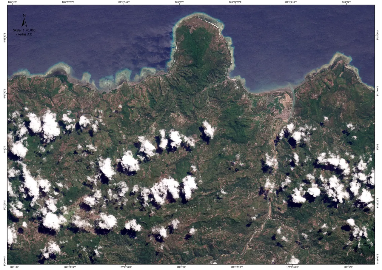 Peta Citra Satelit Reok Flores (Pasca-Gempa)