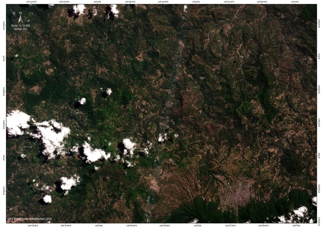 Peta Citra Satelit PlanetScope Kawasan Ruteng
